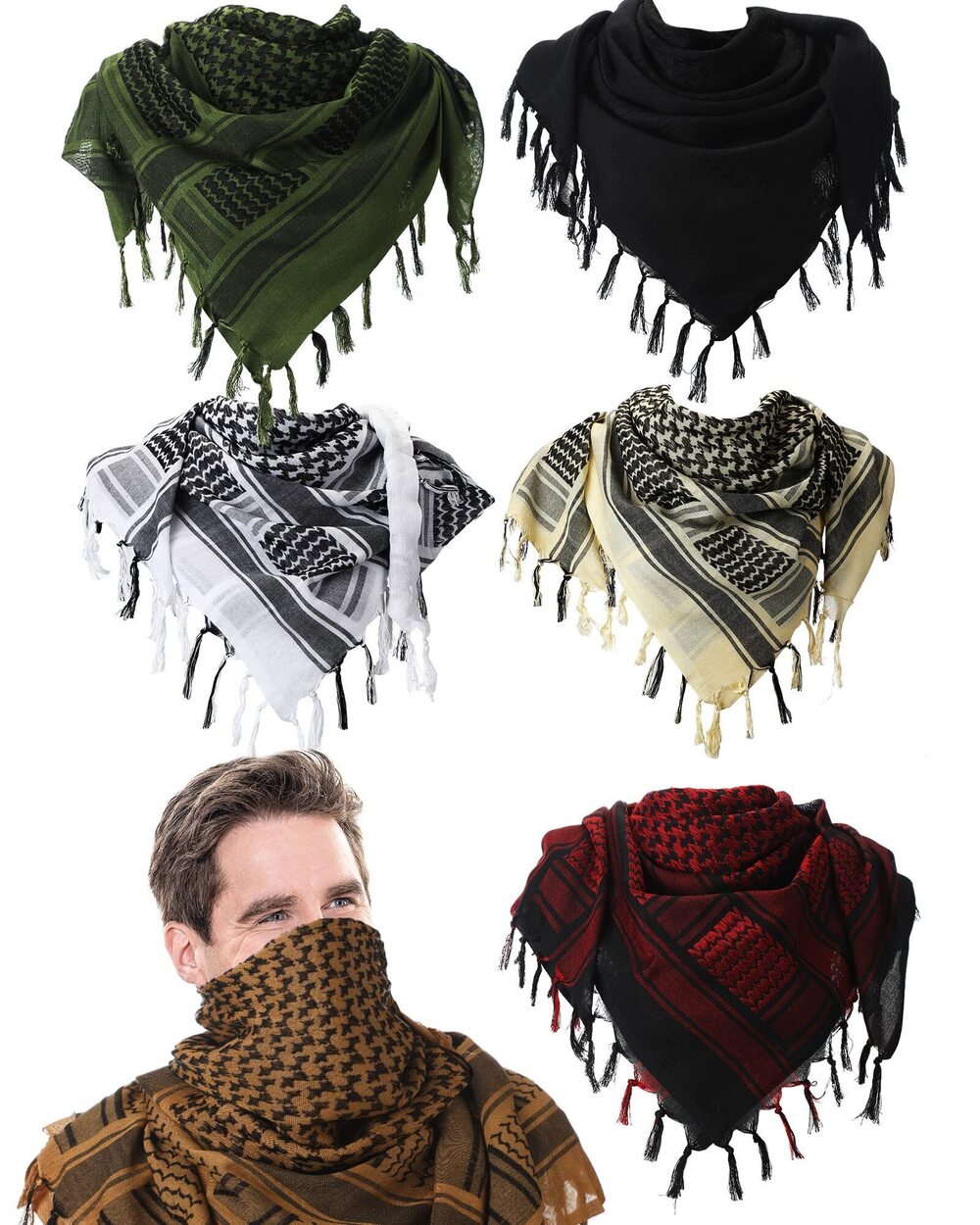 8700 6 Pcs Military Shemagh Tactical Desert Scarf Shemagh Scarf Neck Head